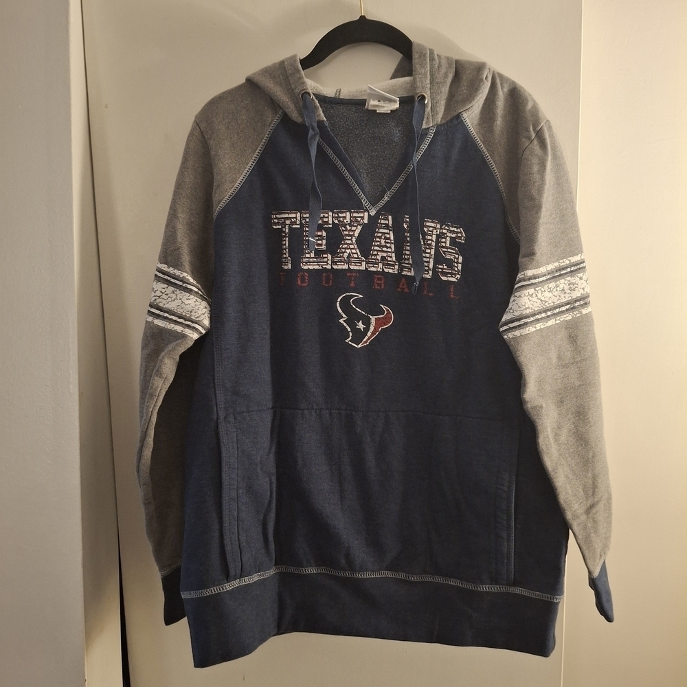 NFL Team Apparel Women's Texans Blue and Gray Hoodie